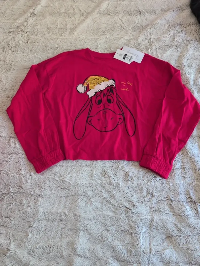 Pull rouge. Disney. 12 ans theme noel bourriquet