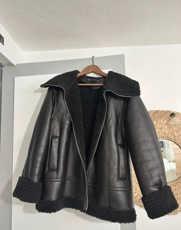 Manteau cuir marron