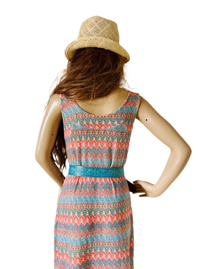 🧡🌞Robe vintage lurex hippie chic retro funky soul summer dress🌞🩵 - photo numéro 12