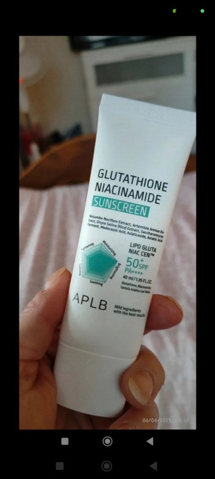 Kbeauty Crème Solaire Peau Sèche APLB Sunscreen SPF50 PA 4+ Glutathion + Niacinamide