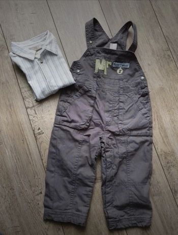 Ensemble chemise manches longues et salopette Du pareil au même 18 mois