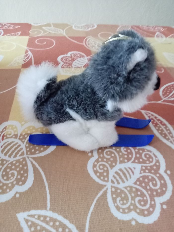Peluche "husky sur ski " - photo numéro 2