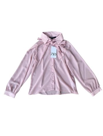 Chemisier rose pale avec noeud Zara taille XS neuf avec étiquette
