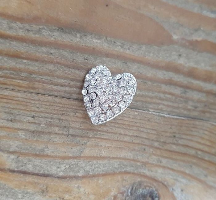 Cœur argenté diamants brillants pendentif ou boucles de ceinture