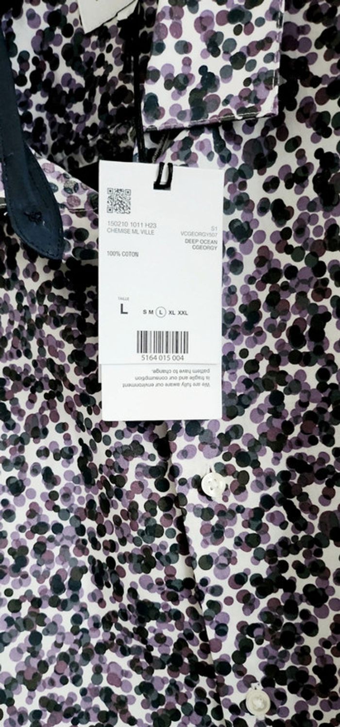 Chemise slim à pois violet taille L Devred - photo numéro 5