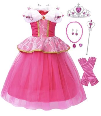 Déguisement robe princesse rose petit papillon et ces accessoires Taille 5-11ans
