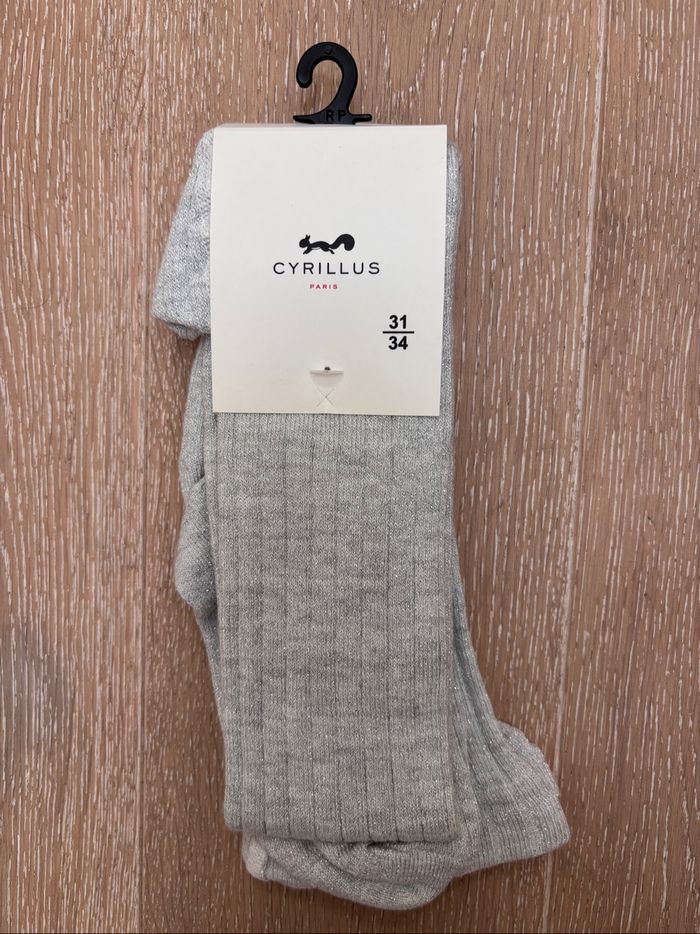 Collants fille Cyrillus pointure 31/34 gris argenté neuf étiquette