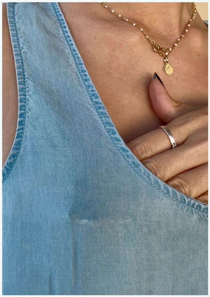 Débardeur long Monoprix bleu ciel 38 très bon état - photo numéro 5