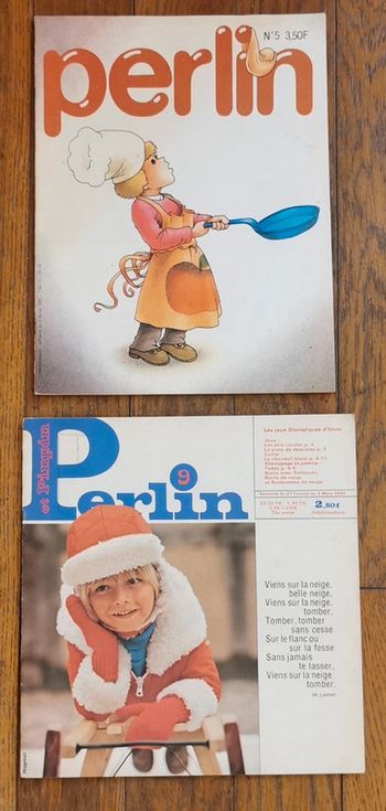 Lot 2 anciens magazines perlin et pinpin années 80 vintage