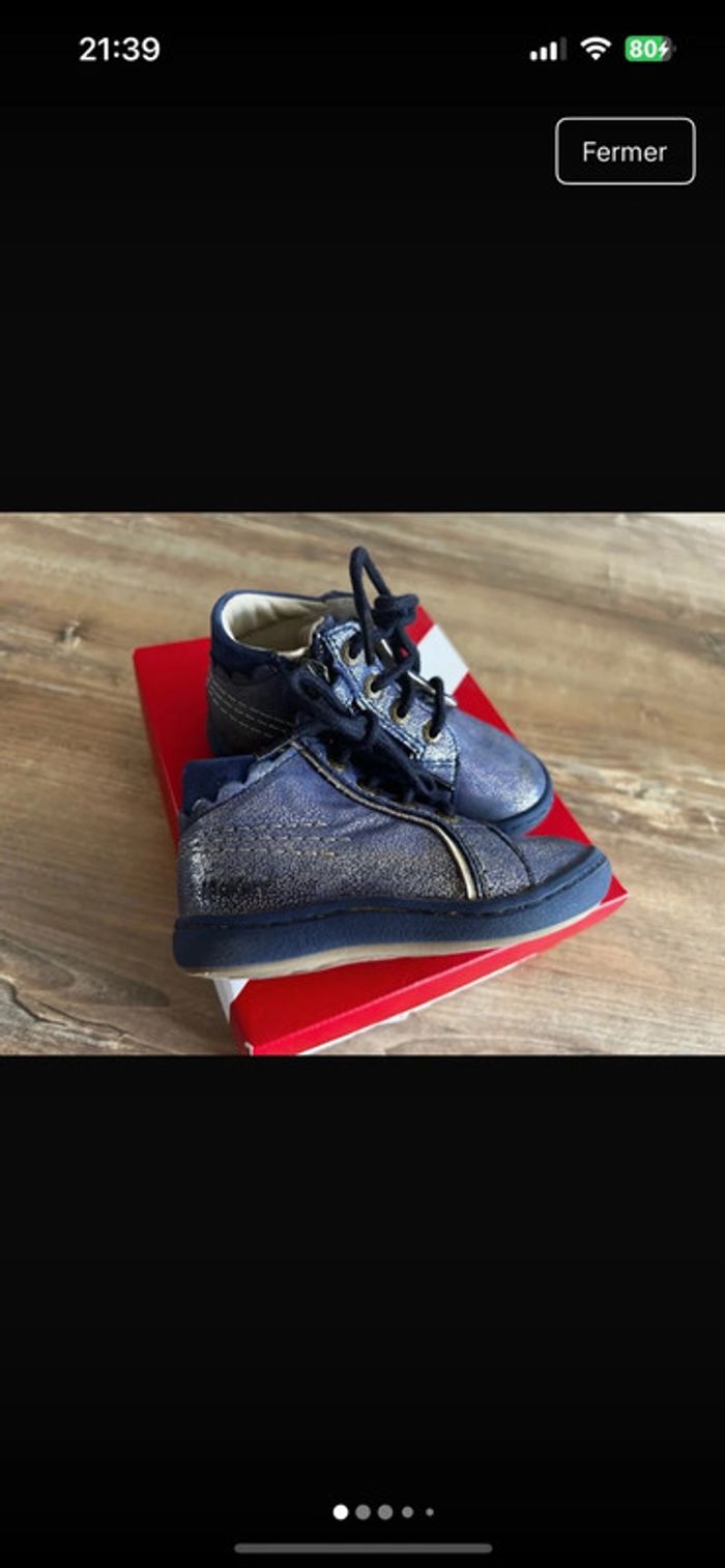 Kickers bleu métallisé taille 22