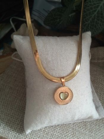 Collier acier inoxydable et pierre oeil de chat