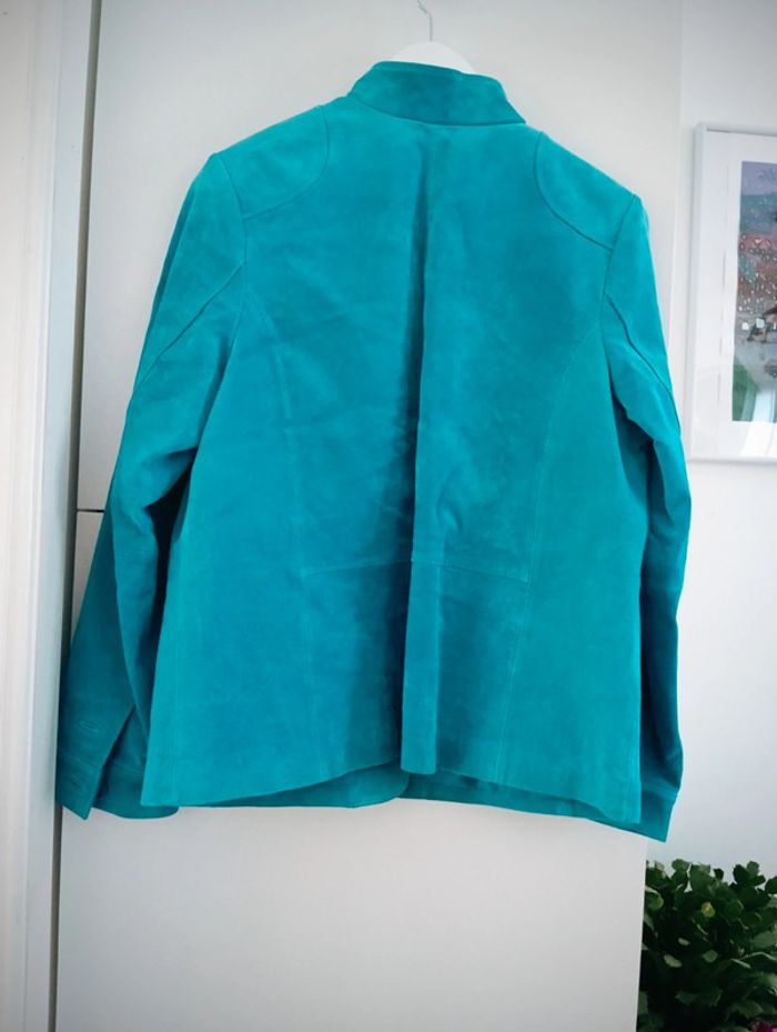 Magnifique Veste en cuir turquoise taille 42 - photo numéro 3