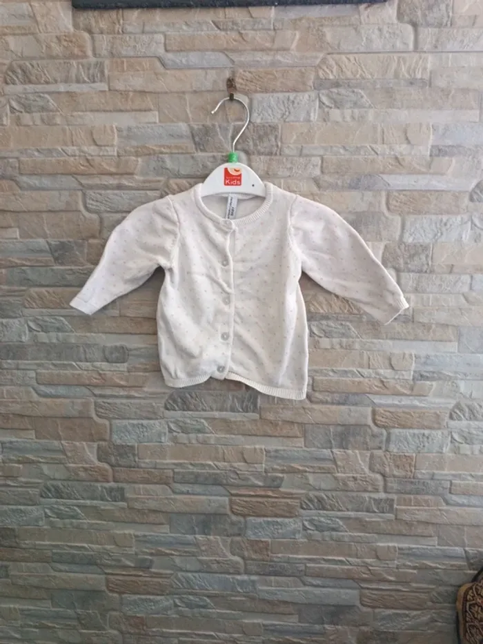 Gilet blanc pois roses FPC 3M - photo numéro 1