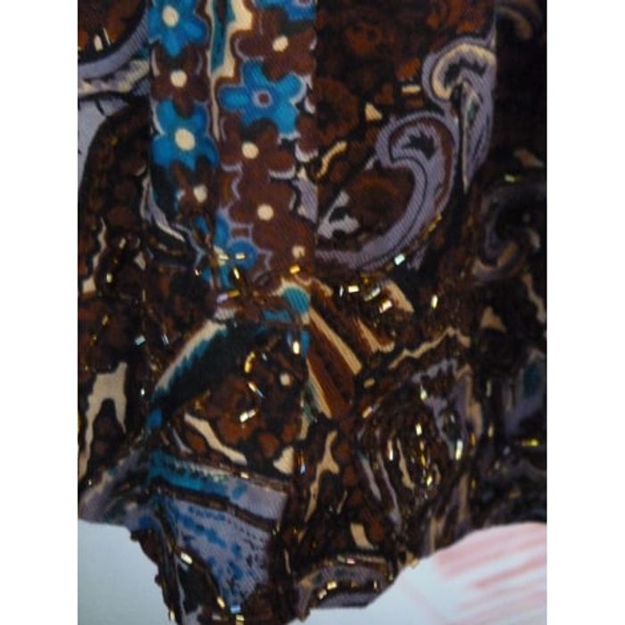 Miss June - Robe  marron et bleu motifs perles-T38 - photo numéro 6