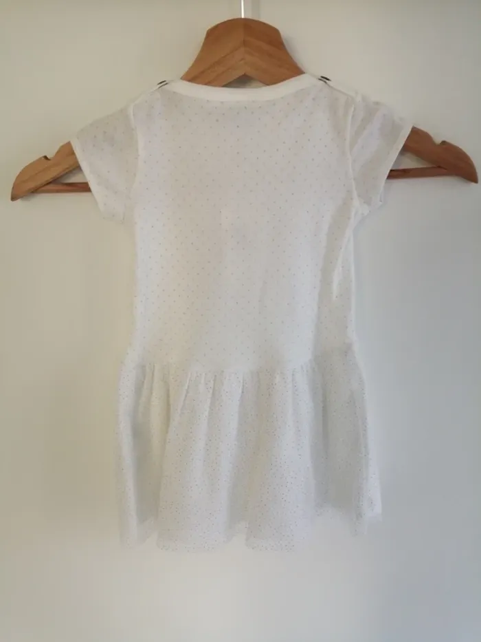 Robe ceremonie petit bateau blanche à pois argent - photo numéro 8