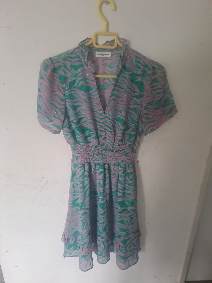 Jolie robe rose vert avec brillance doré Ikoone & Bianka Taille S - photo numéro 10
