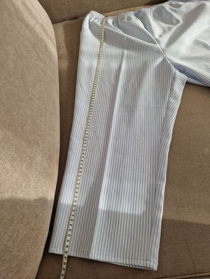 Pantalon blanc rayé bleu clair, Edmée Collection - photo numéro 8