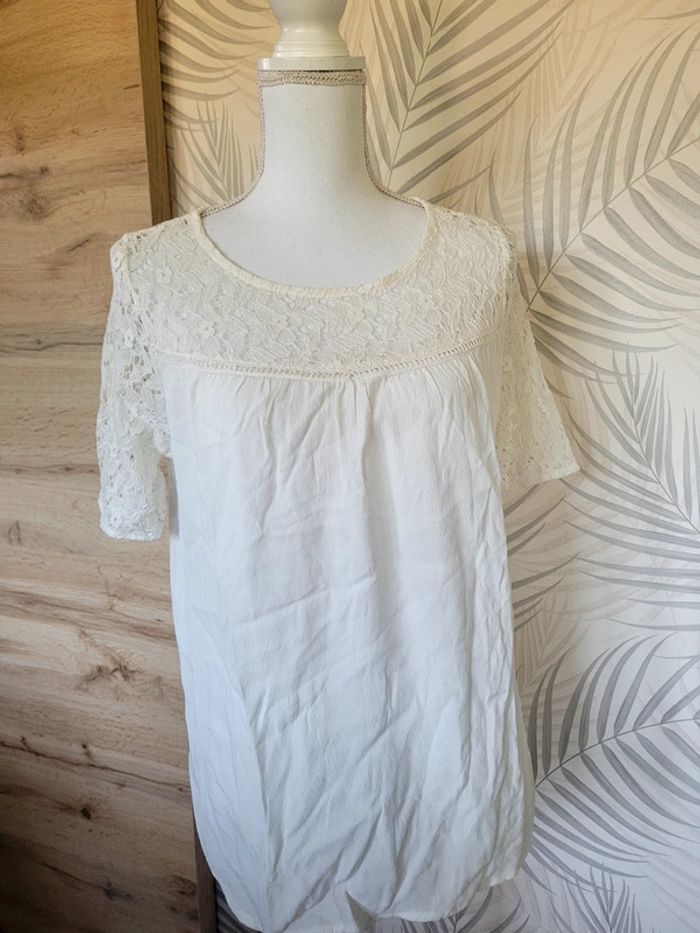 Blouse blanc crème taille M - photo numéro 3