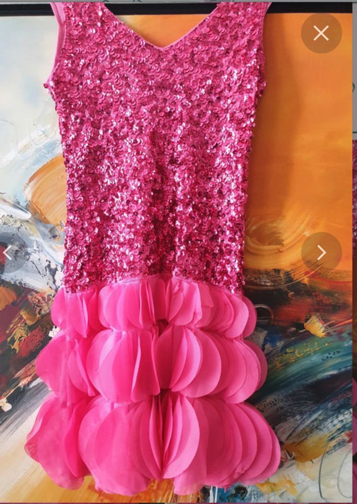 Robe de soirée rose pailletée taille 7/10 ans - photo numéro 2