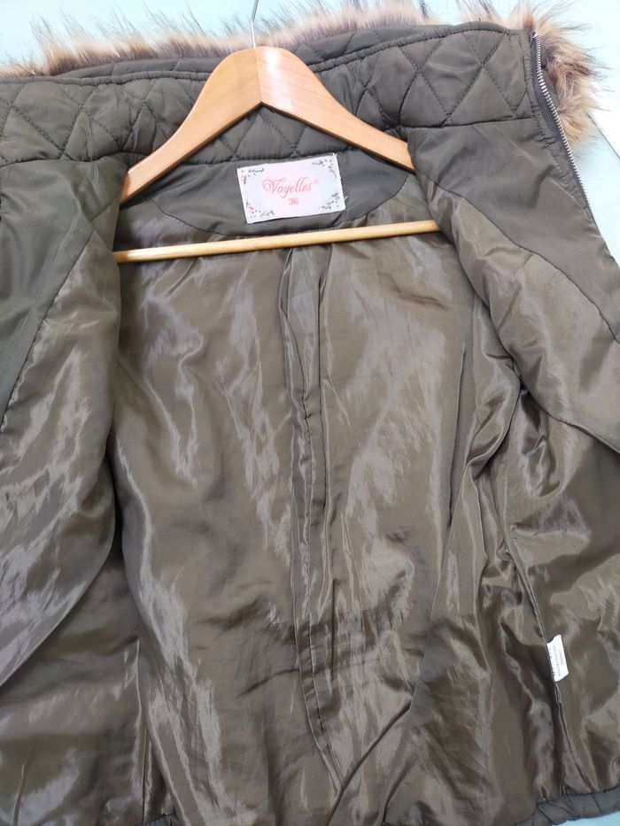 Doudoune/veste matelassée femme 36 vert kaki marque VOYELLES - photo numéro 4