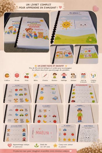Livre sensoriel personnalisé bébé 1 an | Activités éducatives et motricité fine