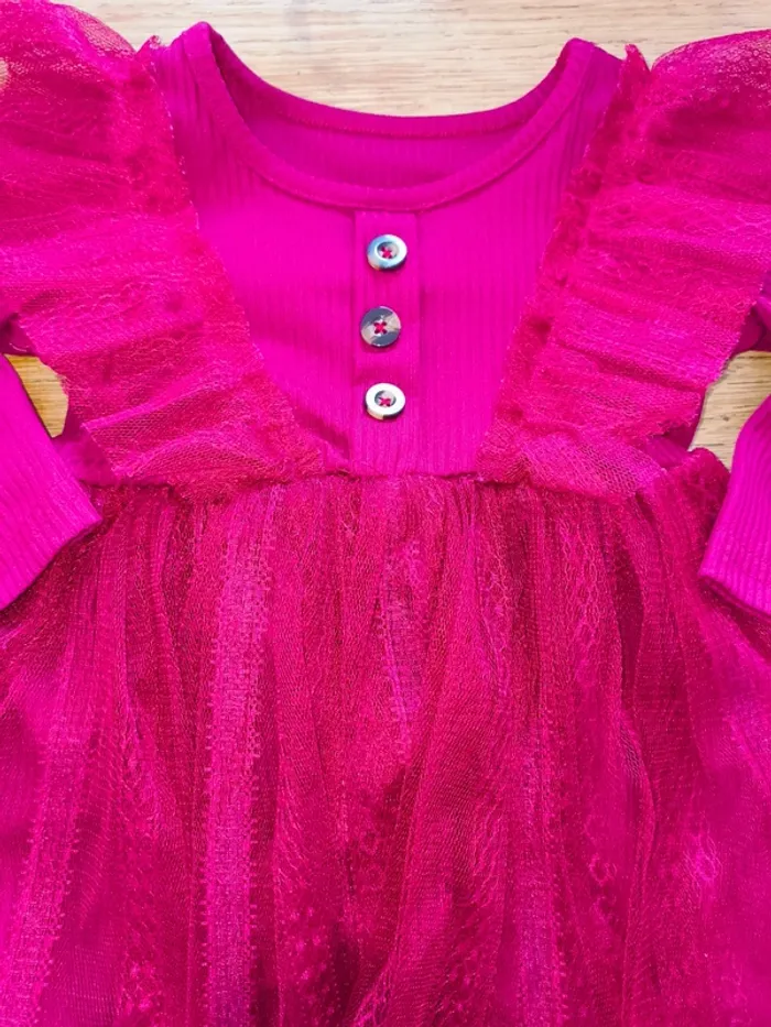 Robe dentelle fille bordeaux 9 12 mois excellent état - photo numéro 2
