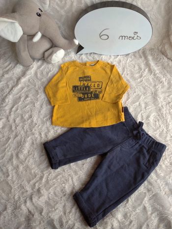 Ensemble (tee shirt manches longues+pantalon confortable) Garçon 6 mois 100% coton