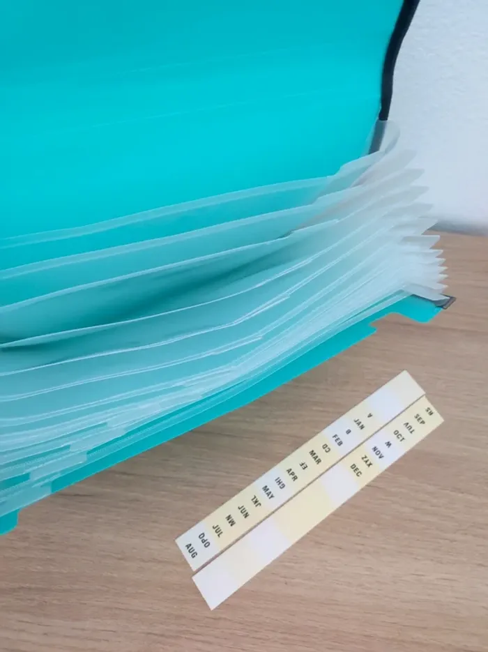 Trieur à soufflet polypro turquoise + étiquette / United Office - Dos 45mm - photo numéro 4