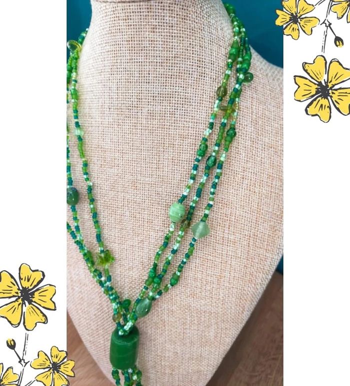 Collier perles multirangs vertes - Collection Émeraude Urbaine - photo numéro 2