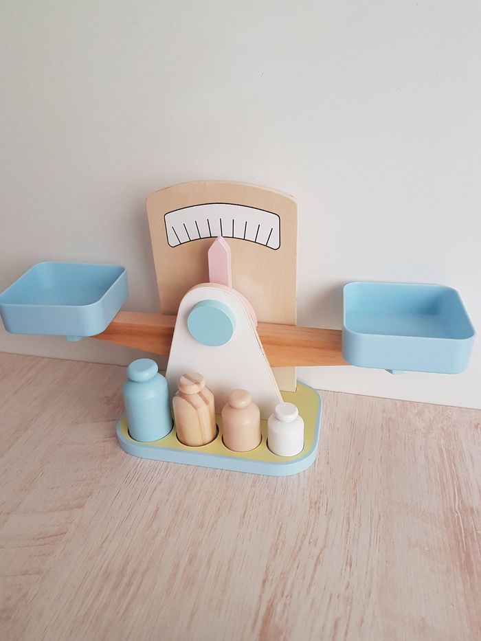 Balance du marché, fruits et légumes en bois à découper pour dînette - photo numéro 4