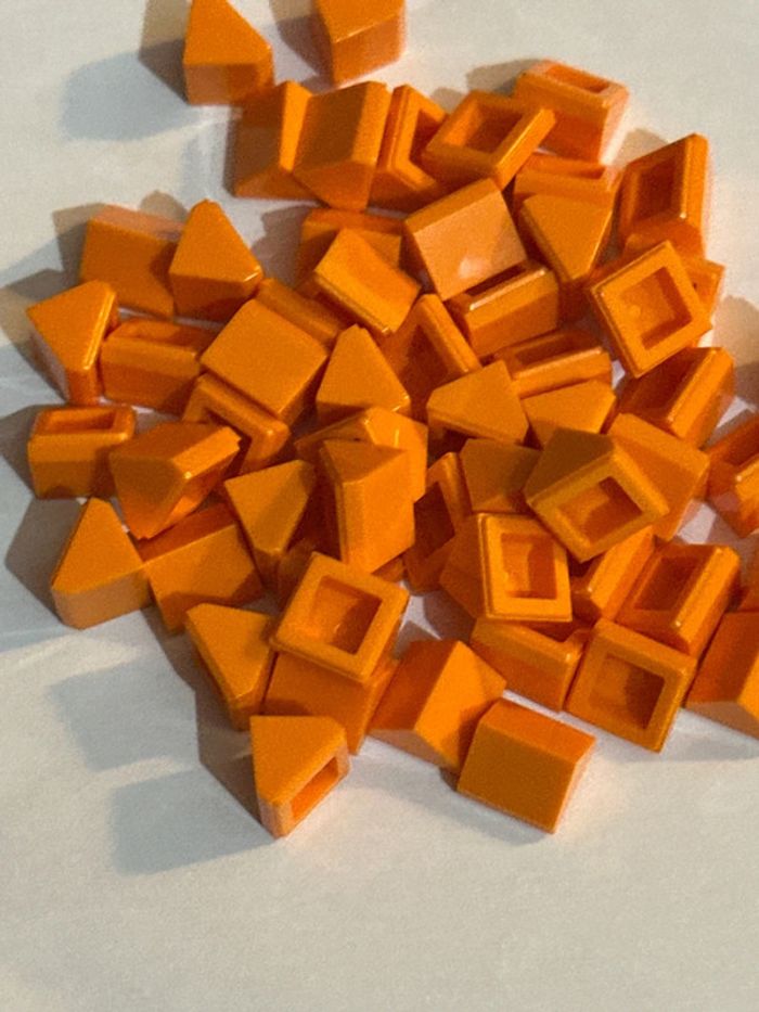 50 Lego Slope 45 1 x 1 x 2/3 Double, réf 35464 Orange - photo numéro 2