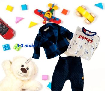 Ensemble 3 pièces chemise haut snoopy pantalon