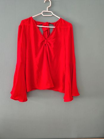 Blouse rouge avec noeud, manches longues, taille 38 h&m