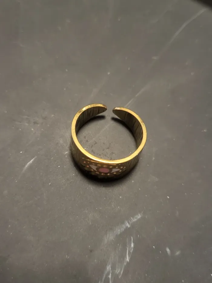 Bague acier inoxydable doré ajustable œil - photo numéro 3