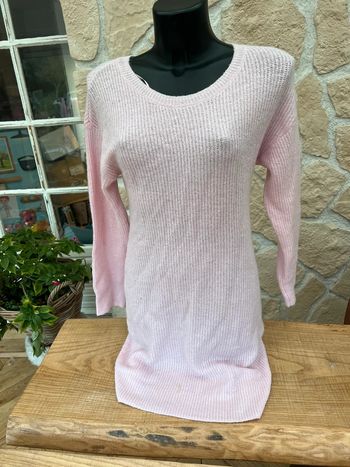 Robe pull d’hiver rose pale clair taille S 36 en laine gemo