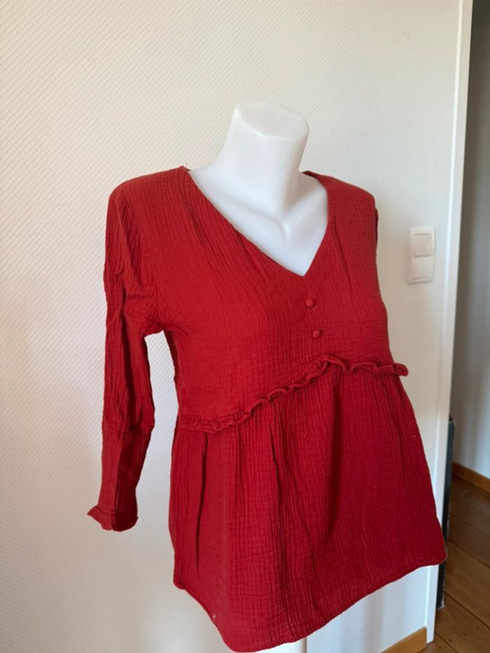 Blouse bordeaux en très bon état season taille S - photo numéro 2