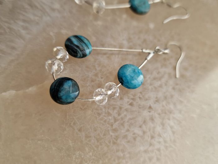 Boucles D'oreilles Apatite Cristal Acier - photo numéro 15