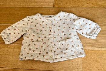 Gilet en coton Cyrillus – 6 mois – Gris clair à petites fleurs