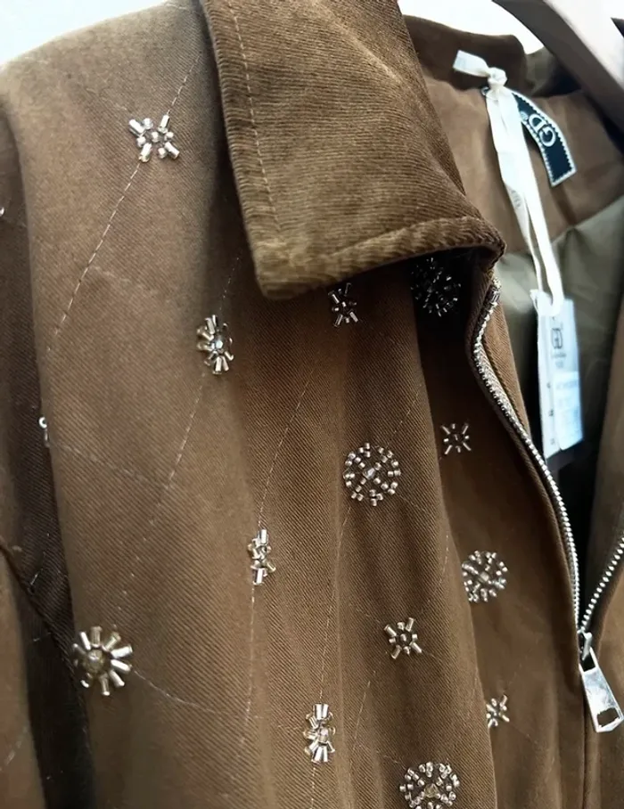Veste marron coton strass stylé - photo numéro 2