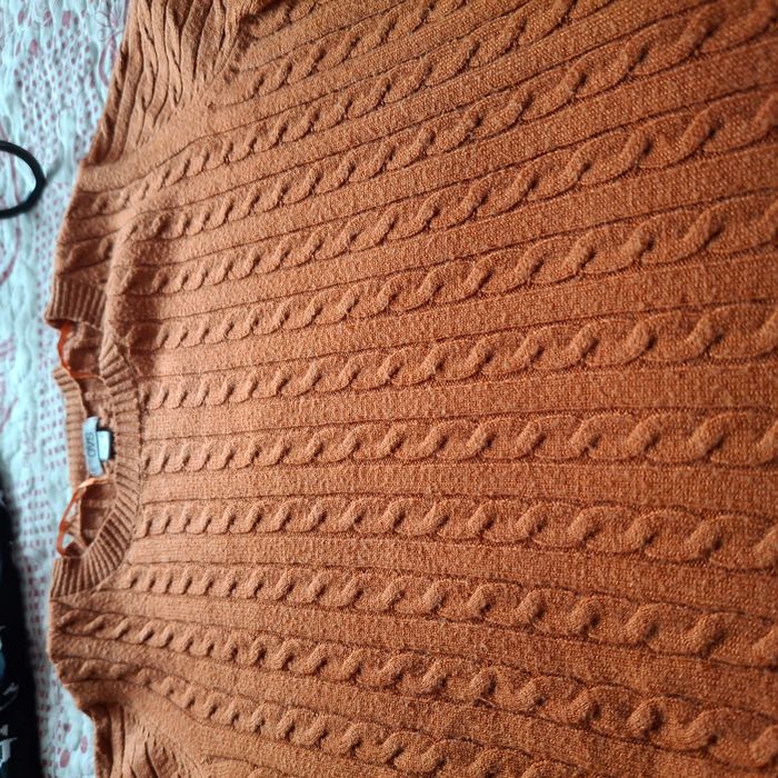 Pull en maille torsadée orange foncé - Manches longues - Taille S - Ovs - photo numéro 6