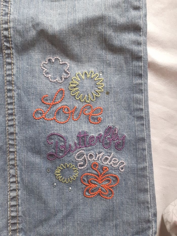 Jean bleu gris motif coloré - photo numéro 2