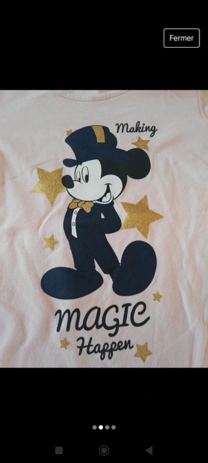 Tee shirt rose manches longues Mickey Disney 8 ans neuf 3€ - photo numéro 2