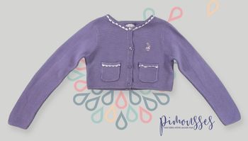 Gilet cardigan bolero tricot fin violet blanc caroussel Sergent Major 6 ans 116 cm fille