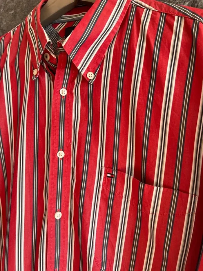 Chemise rouge homme manches longues Tommy Hilfiger taille XXL camisa hombre camicia uomo Herrenhemd - photo numéro 2