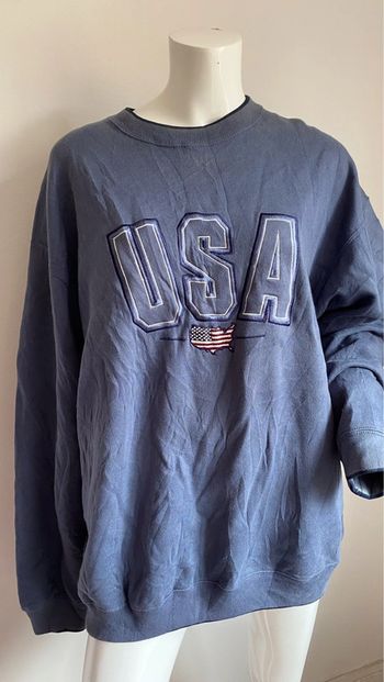 Pull oversize universitaire bleu USA vintage taille L