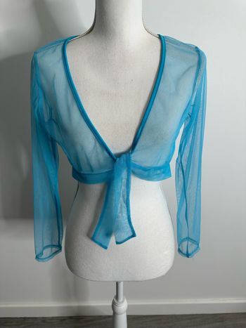 Boléro en mesh transparent bleu turquoise Y2K T40 L