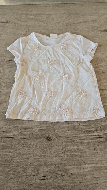 Blouse crème à manches courtes avec broderie, Zara Girls, 4/5 ans