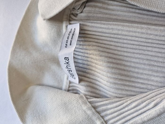 Robe XS Bershka Blanc cassé à rayures bleu marine - photo numéro 3