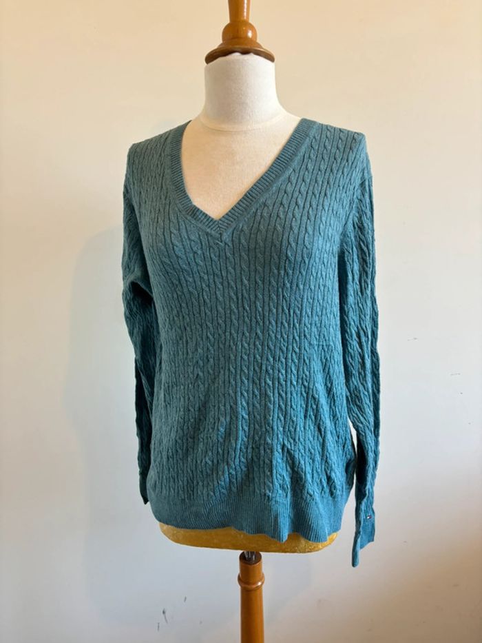 Pull col V bleu Tommy Hilfiger