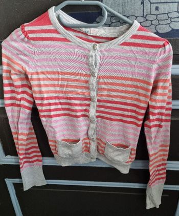 Gilet rayé à boutons 7-8ans